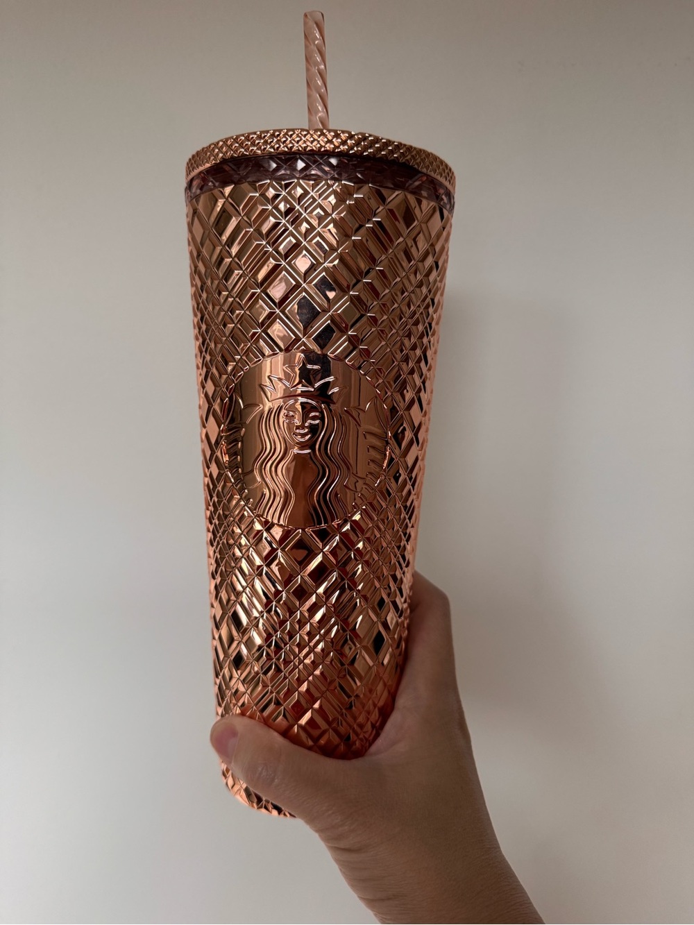 Starbucks Rose Gold Textured Tumbler with Straw